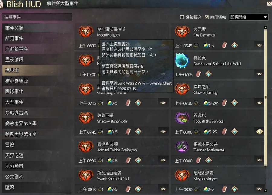 Events and Metas Observer Traditional Chinese interface